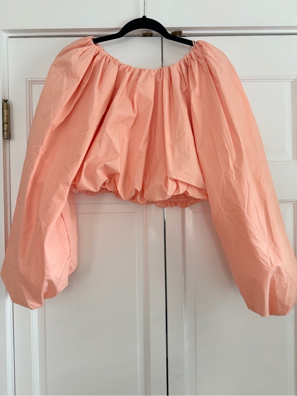 English Factory Peach Puff Off-Shoulder Crop Top